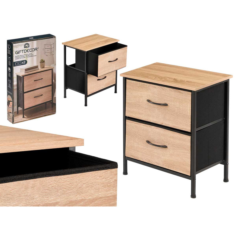 MEUBLE 2 TIROIRS EFFET BOIS