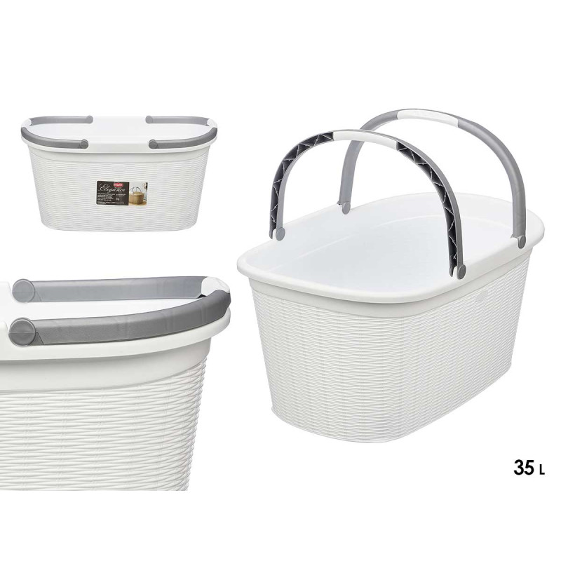 CESTO ROPA CON ASAS ELEGANCE BLANCO
