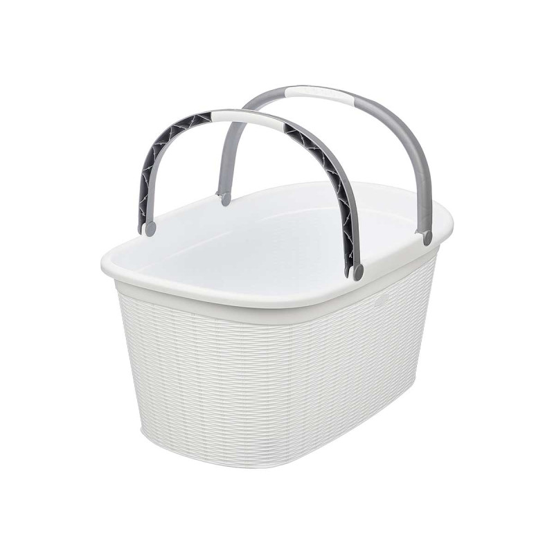 CLOTH BASKET WITH HANDLES ELEGANCE WHITE