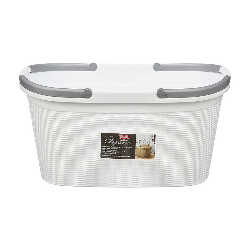CLOTH BASKET WITH HANDLES ELEGANCE WHITE