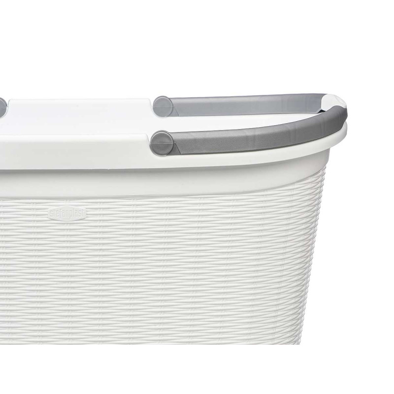 PANIER À LINGE AVEC POIGNÉES ÉLÉGANCE BLANC