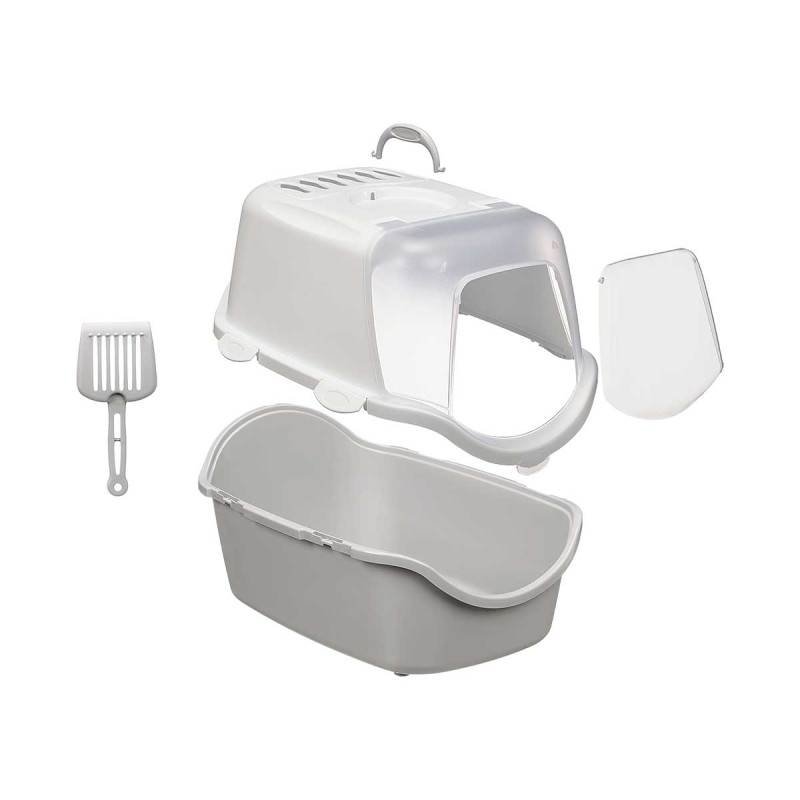 ARENERO PLASTICO CUBIERTO PALA Y FILTRO GRIS