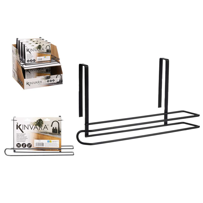 SUPPORTO NERO METALLO ROTOLO CUCINA