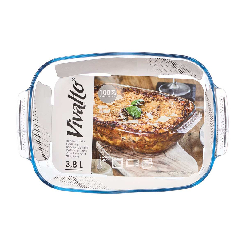 BANDEJA BOROSILICATO RECTANGULAR ASAS 3800ML