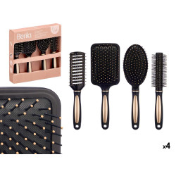 SET 4 BLACK GOLD HAIR BRUSHES