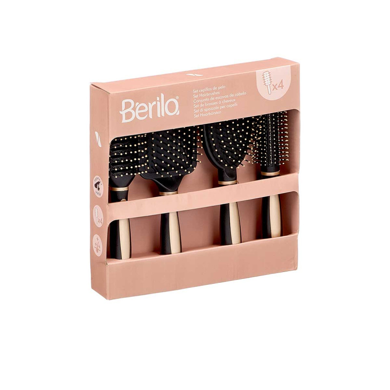 SET 4 SPAZZOLE PER CAPELLI NERO E ORO