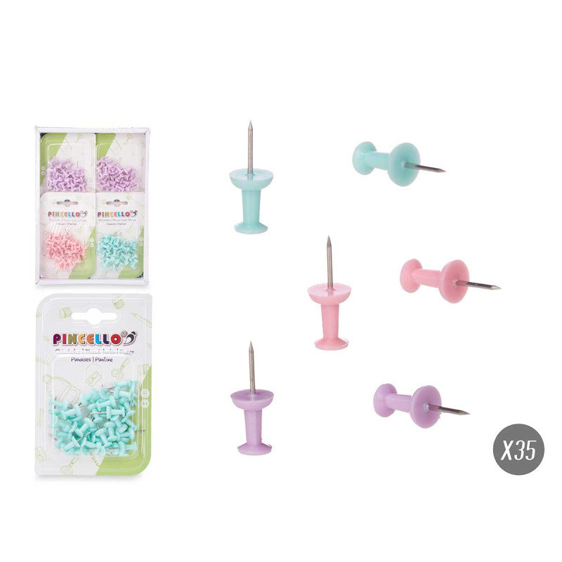 PUSHPINS 35 PCS LARGE ASSORT 3 COLOURS