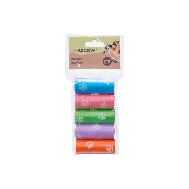 SET 5 ROLOS SACO ANIMAL ESTIMACAO 15 UNID
