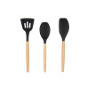 CON 3 UTENSILIOS DE COZINHA SILICONE MADEIRA PRETO