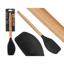 ESPÁTULA P MANTEIGA EM SILICONE PRETO PEGA MADEIRA