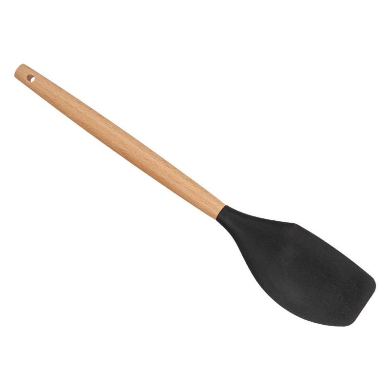 ESPÁTULA P MANTEIGA EM SILICONE PRETO PEGA MADEIRA