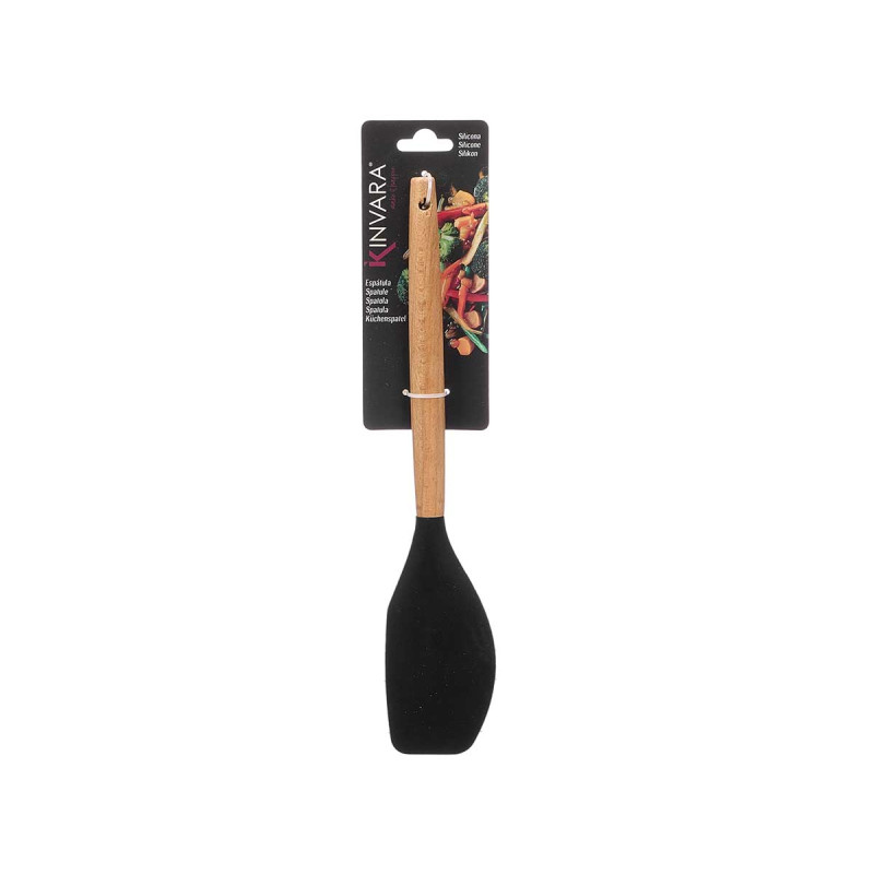 ESPÁTULA P MANTEIGA EM SILICONE PRETO PEGA MADEIRA
