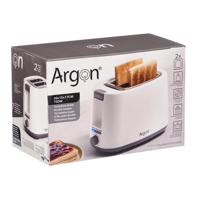 TOSTADOR DOBLE BLANCO MATE 750W