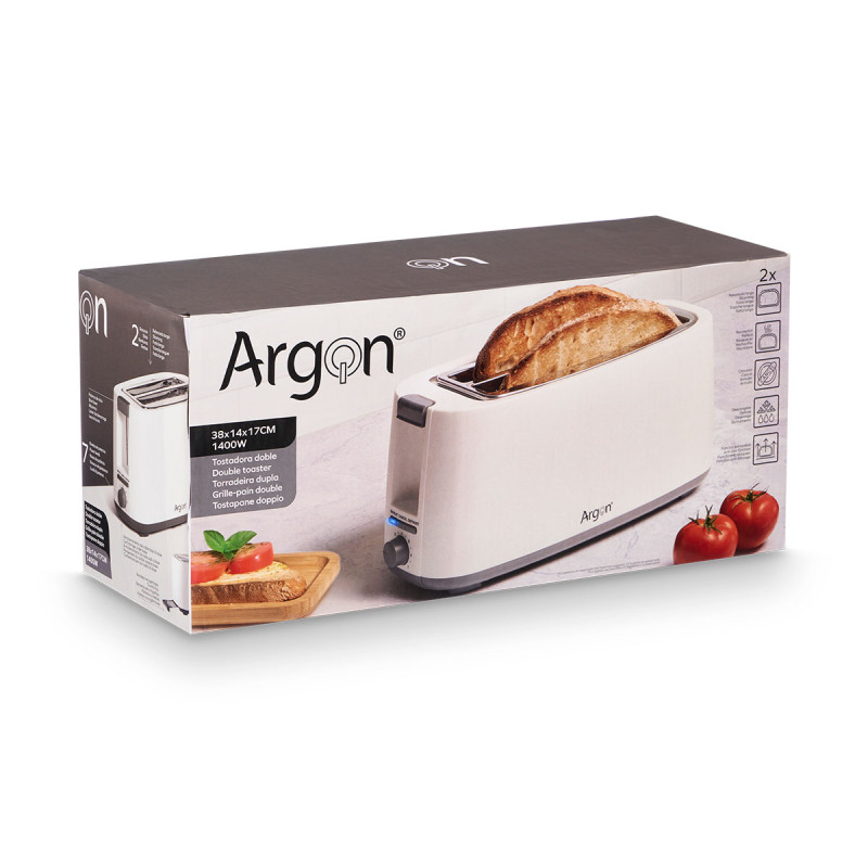 TOSTADORA DOBLE LARGA BLANCO MATE 1400W