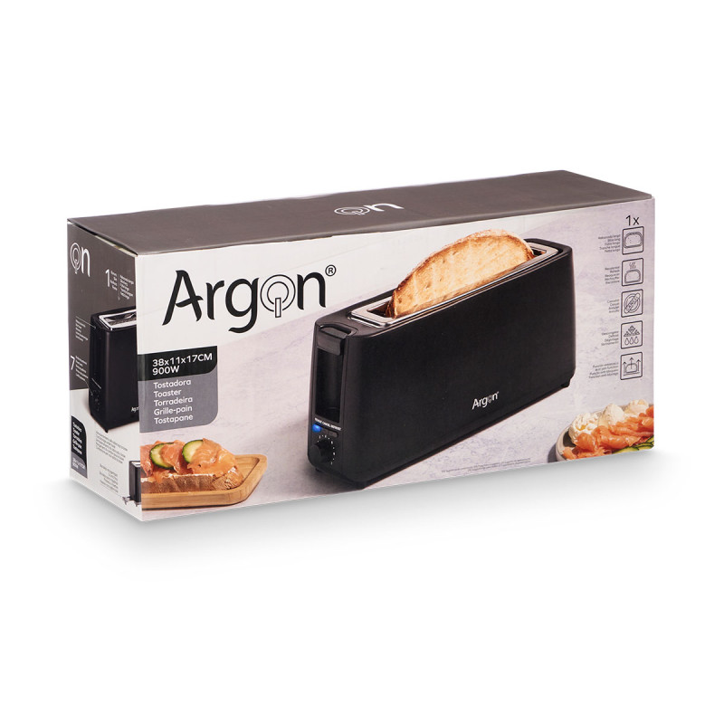 TOSTADORA SIMPLE LARGA NEGRO MATE 900W