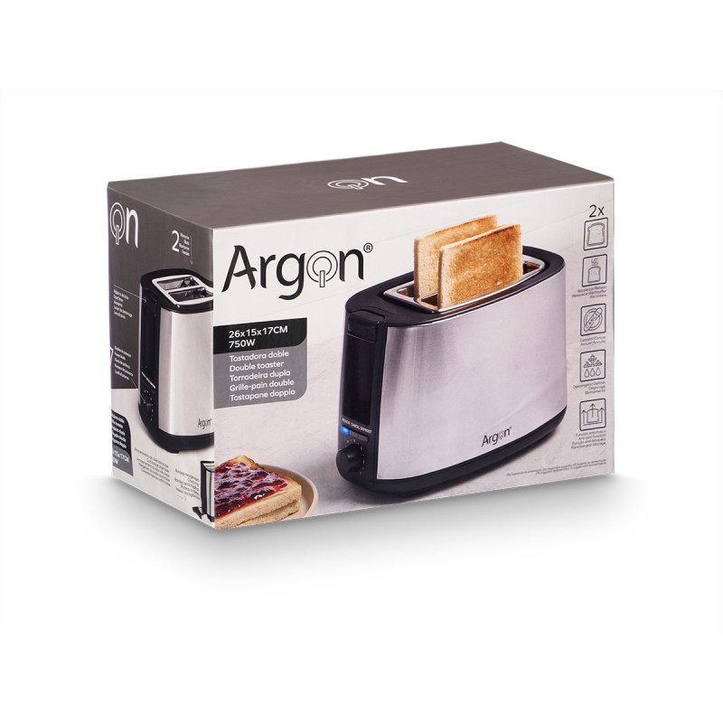 TOSTAPANE DOPPIO ACCIAIO NERO MATTE 750W
