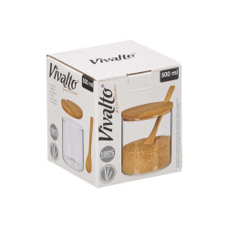 ZUCCHERIERA BOROSILICATO TAPPO BAMBU 500ML