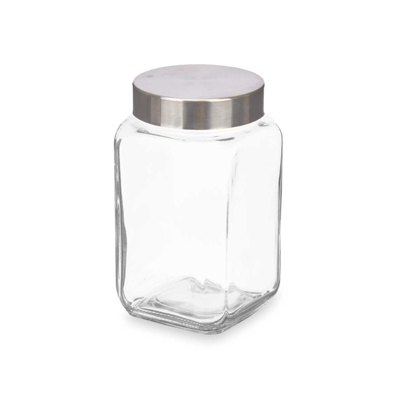 BARATTOLO VETRO QUADR 1L COPERCHIO ACCIA