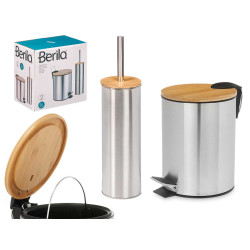 CONJ CAIXOTE DO LIXO BAMBU 3L E PIAÇABA BAMBU AÇO