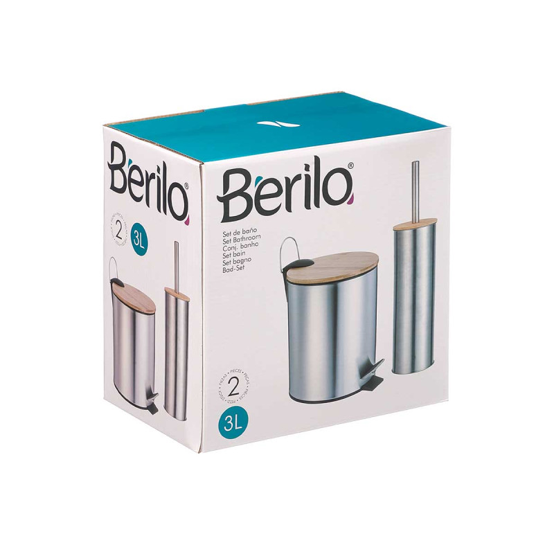 SET 3L BAMBOO BIN AND STEEL BAMBOO TOILET BRUSH 