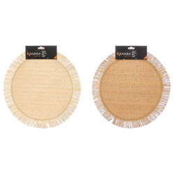 DESSOUS PLAT ROND FRANGES ASSORTI 2 COULEURS
