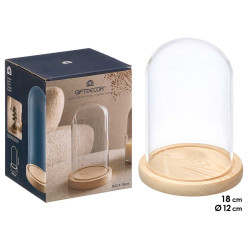 DECORATIVE DOME WOODEN BASE 18 CM TALL