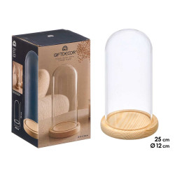 CÚPULA DECORATIVA BASE MADEIRA 25 CM ALTURA