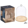 CUPULA DECORATIVA BOLA BASE MADERA 20CM ALTO