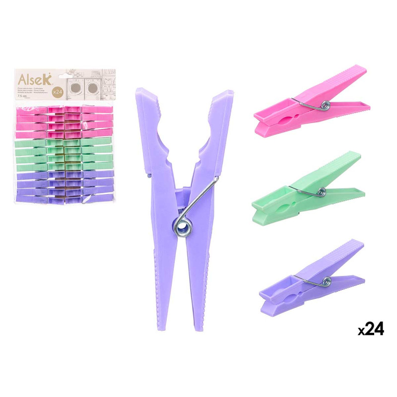 SET 24 CLOTHES PINS PASTEL COLOR 7,5CM