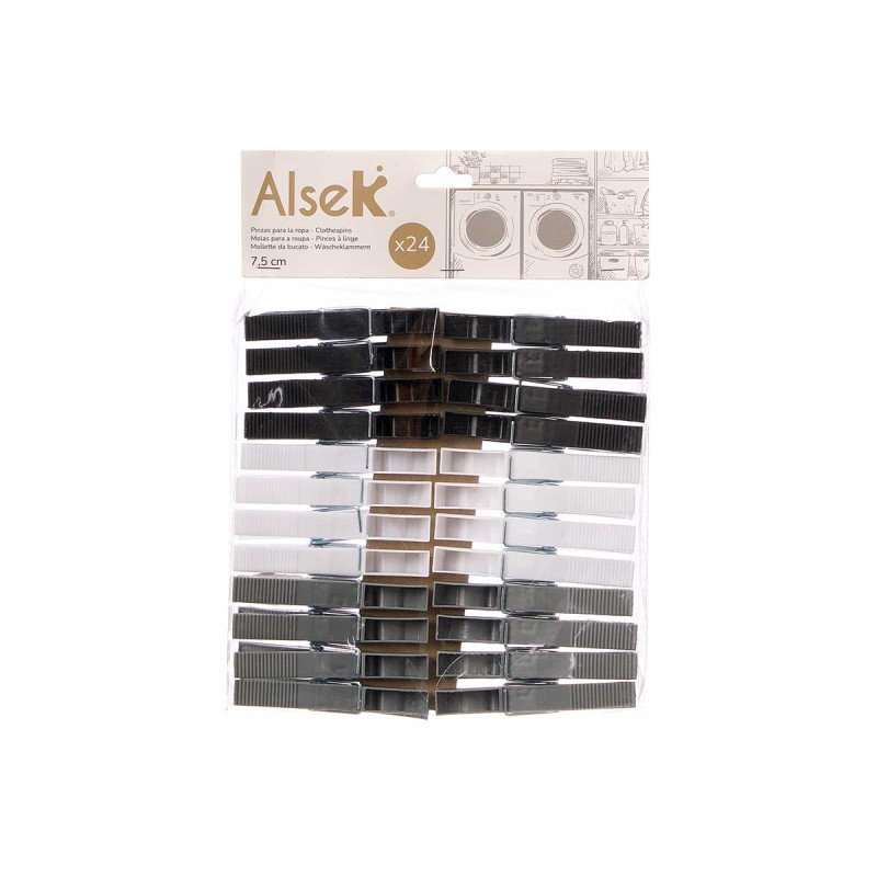 SET 24 CLOTHES PINS NEUTRAL COLOR 7,5CM
