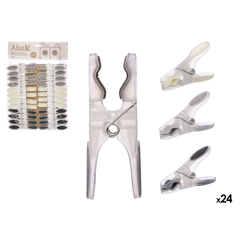 ENSEMBLE 24 PINCES SILICONE COULEURS NEUTRES 8CM