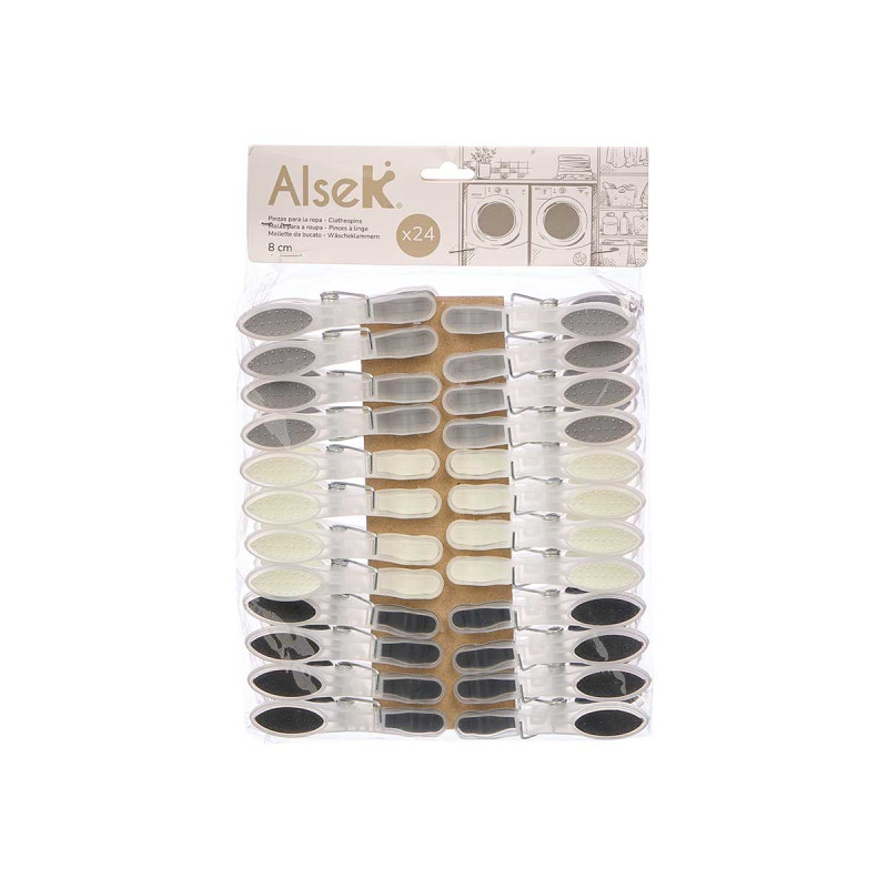 SET 24 CLOTHES PINS NEUTRAL COLOR 8CM