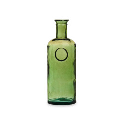 DECORATIVE GLASS BOTTLE STAMP 35CM GREEN