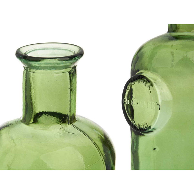 GARRAFA VIDRO DECORATIVA STAMP 35 CM VERDE