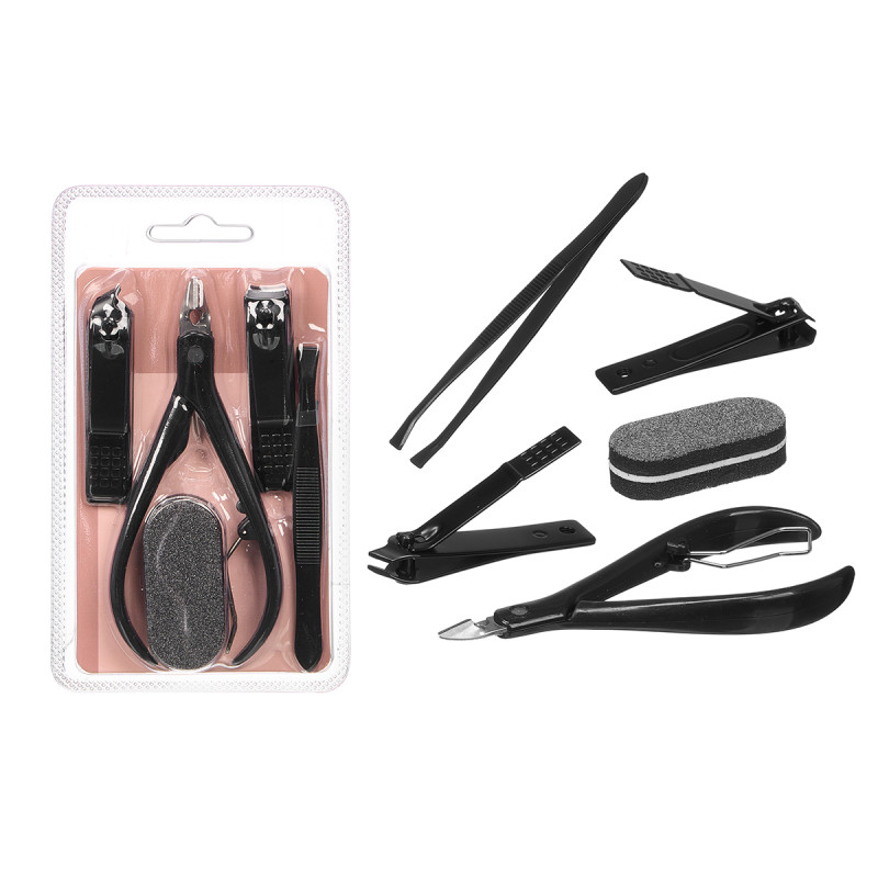CONJUNTO 5PCS MANICURA PEDICURA PRETO