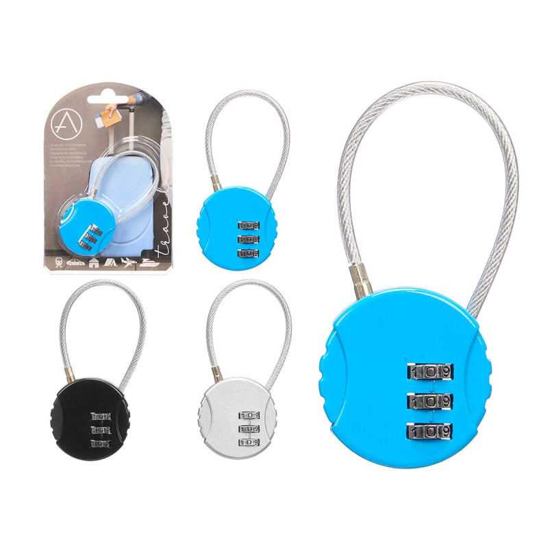 CADEADO COMBINACAO CABO MALA SORT 3 COR