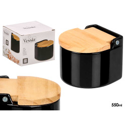 SALERO NEGRO SEMI CIRCULAR CON TAPA 
