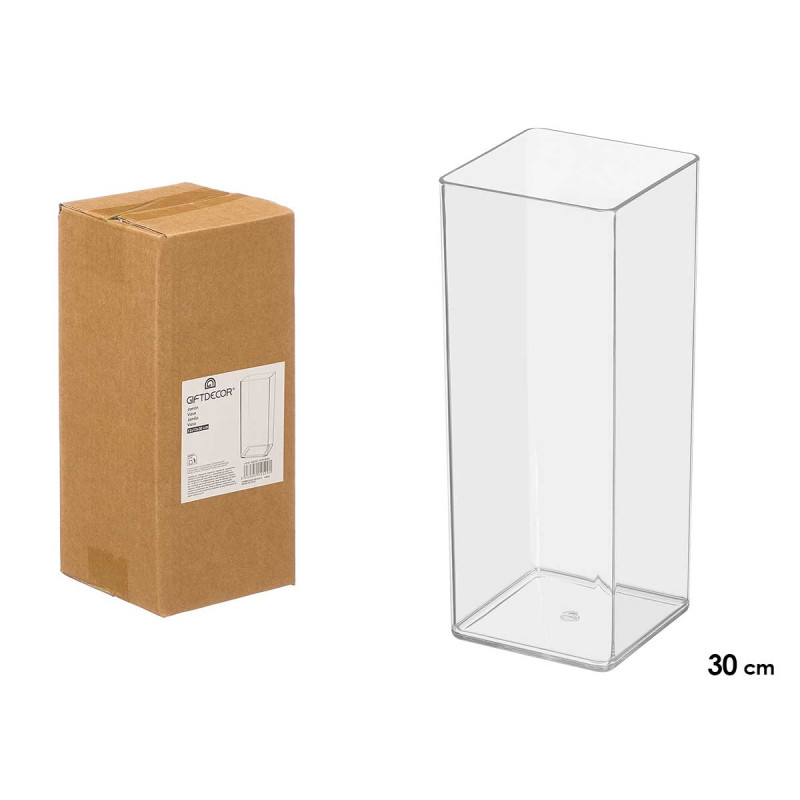 VASO ACRILICO QUADRATO 12X12X30CM