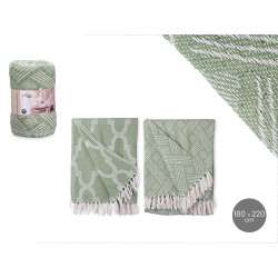 COUVRE-LIT POLYVALENT JACQUARD VERT 180X220CM ASR2