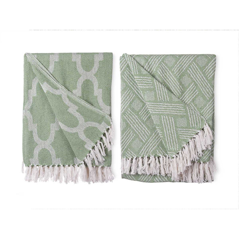 COUVRE-LIT POLYVALENT JACQUARD VERT 180X220CM ASR2