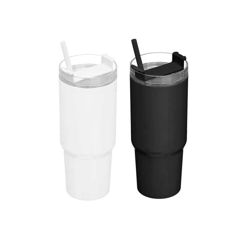 COPO COM PALHINHA 450ML SORTIDO 2 BRANCO PRETO