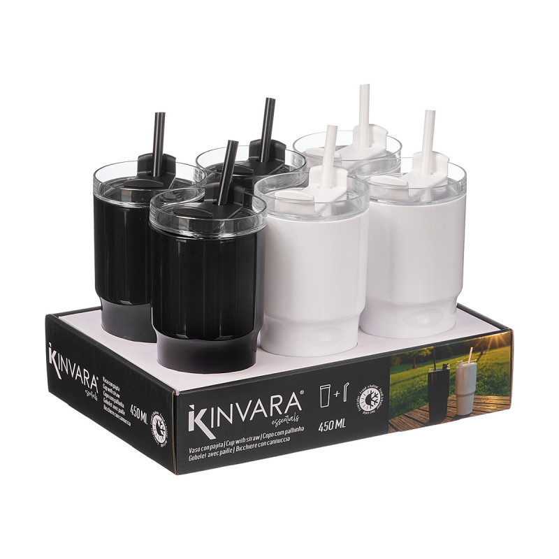COPO COM PALHINHA 450ML SORTIDO 2 BRANCO PRETO