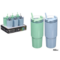 COPO COM PALHINHA 450ML SORT 2 AZUL VERDE