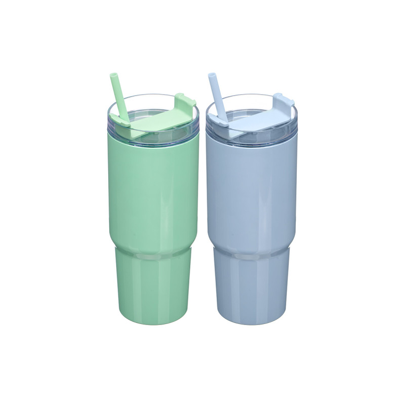 COPO COM PALHINHA 450ML SORT 2 AZUL VERDE