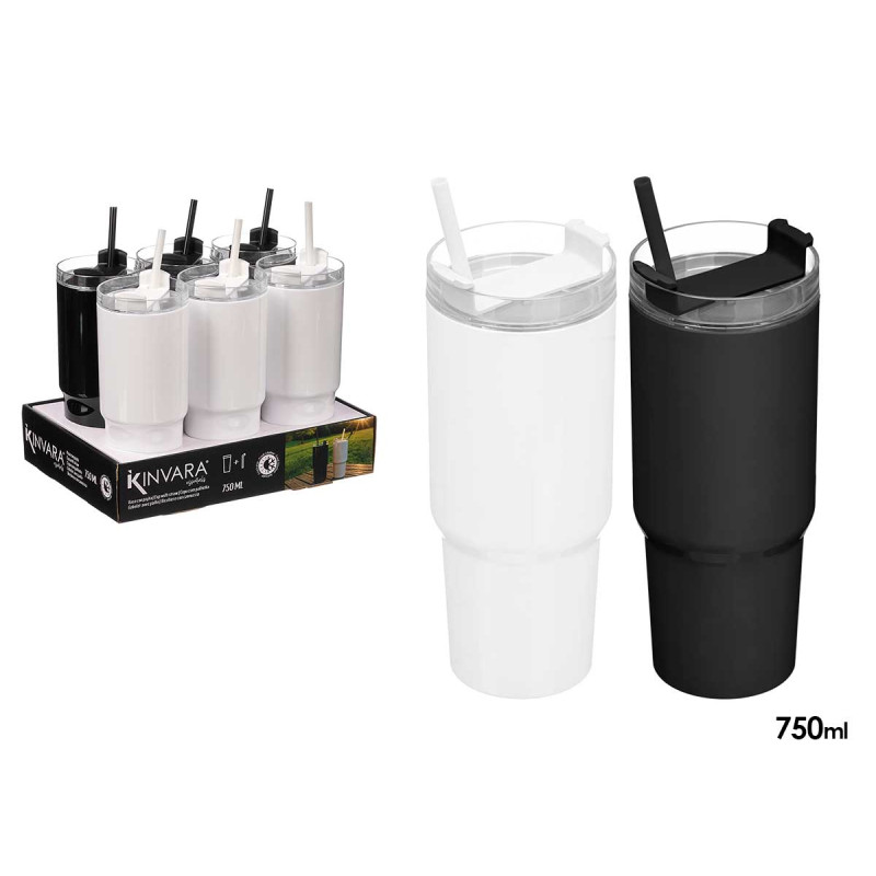 COPO COM PALHINHA 750ML SORT 2 BRANCO PRETO