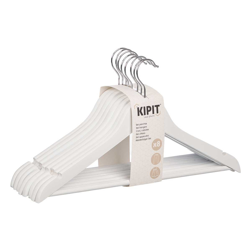 SET 8 PERCHA MADERA BLANCA 44,5X23CM