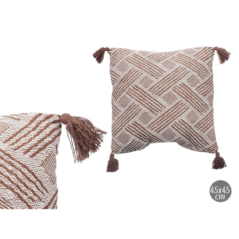 ALMOFADA JACQUARD CASTANHA 45X45 CM SORT 2
