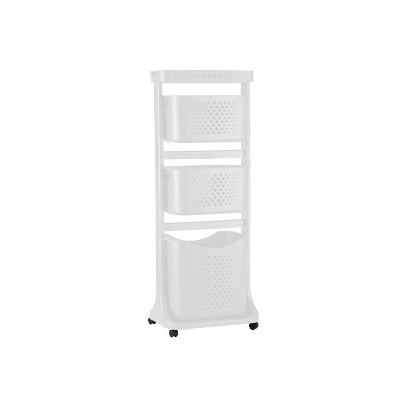 CESTO ROUPA PLASTICO 3 ALTURAS RODAS BRANCO 