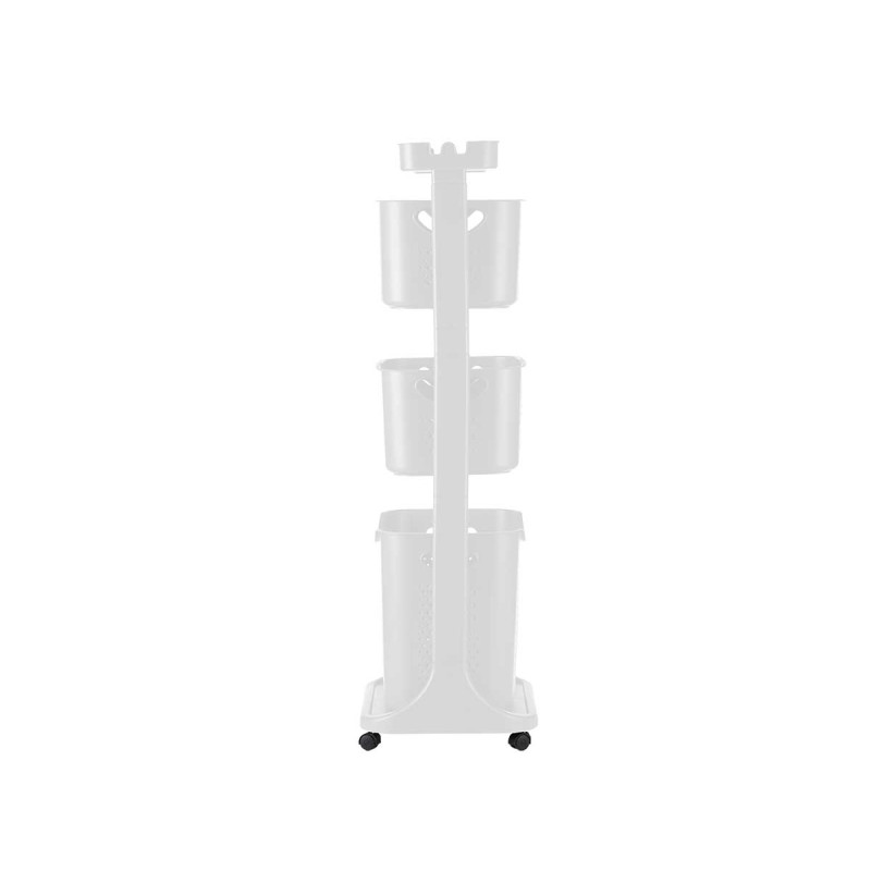 CESTO ROUPA PLASTICO 3 ALTURAS RODAS BRANCO 