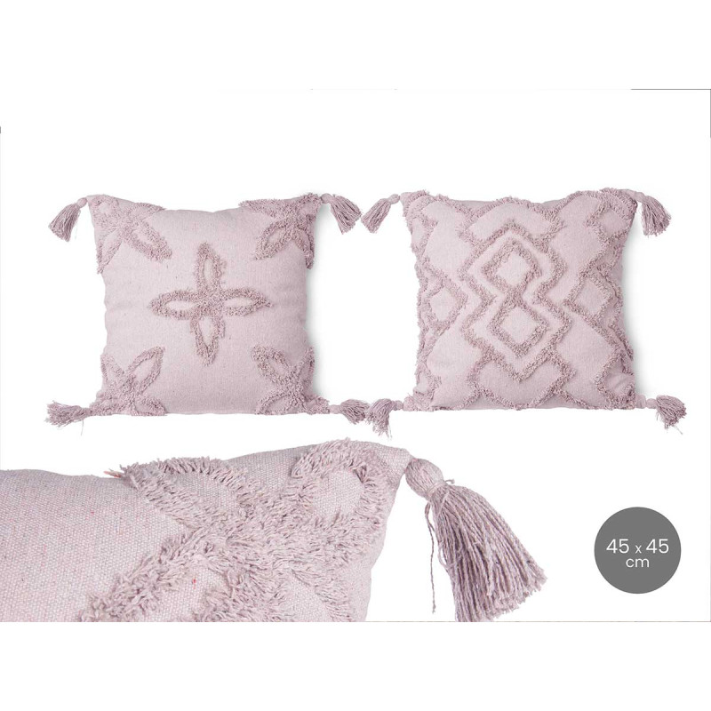 CUSCINO GRIGIO RICAMATO 45X45 CM ASSORT 3